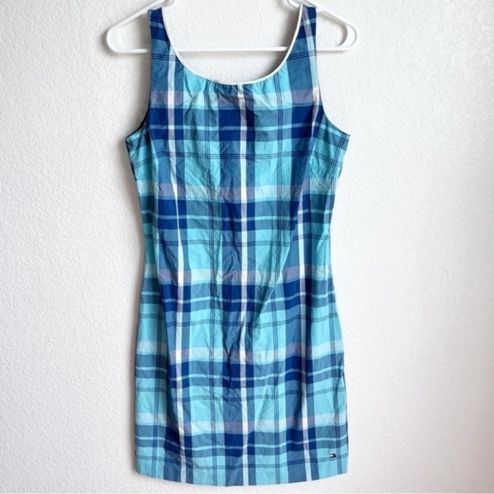 Tommy Hilfiger plaid fitted sheath dress knee length size 4